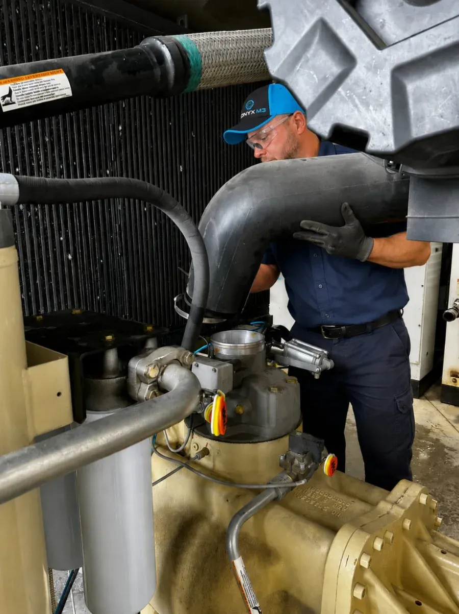 Technicien Onyx M3 intervenant sur un système d’air comprimé en usine