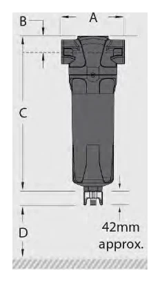 Schéma coté d’encombrement de la fiche technique