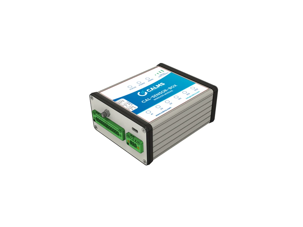 Module de capteurs sans fil CAL-SENSOR-WBOX (boîtier aluminium, montage rail DIN).