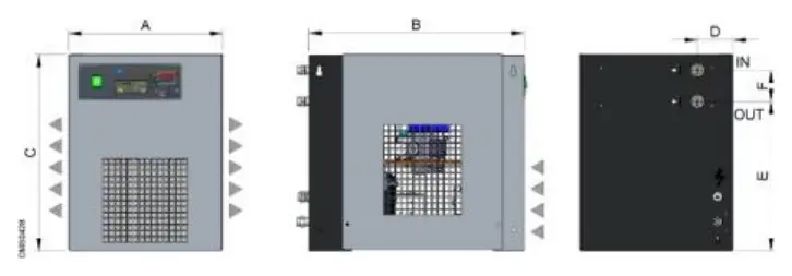 Refroidisseur d'air de procédé Purestream PCD — Schéma coté d’encombrement